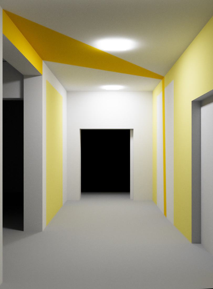 Der Durchgang wird durch die farbige Rahmung zu einer eigenen Schwelle.
